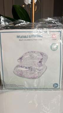 Inflatable chair 90s 2000s style clear with glitter. Girls room dorm retro teen